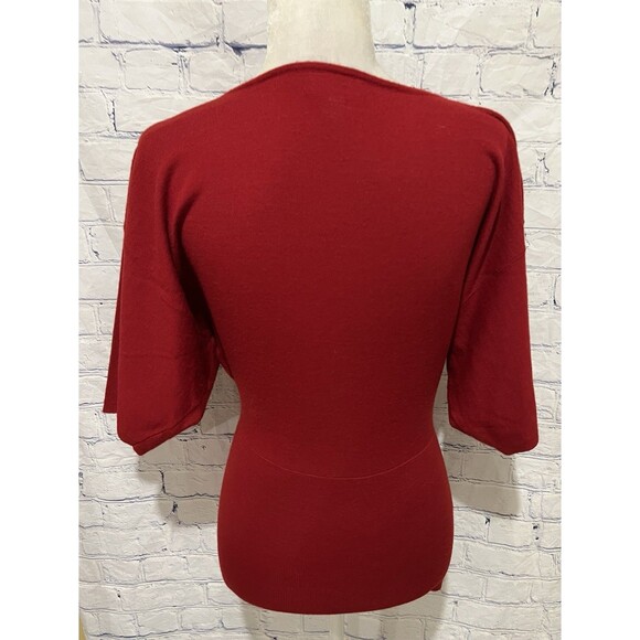 Ann Taylor Loft Red Wool Blend Sweater Top Blouse Short Sleeve Size XS - Picture 4 of 6